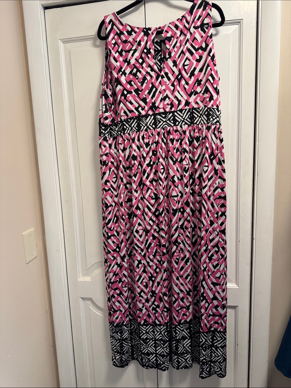 Ruby Rd. Pink Black White Geometric Maxi Dress - Picture 4 of 5